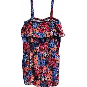 Orange and Blue Ruffled One Piece Romper